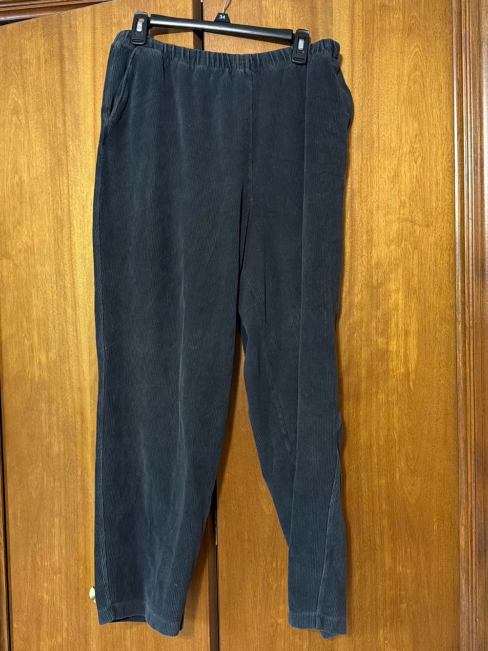 Lands' End Women's Black Corduroy Elastic-Waist Pants